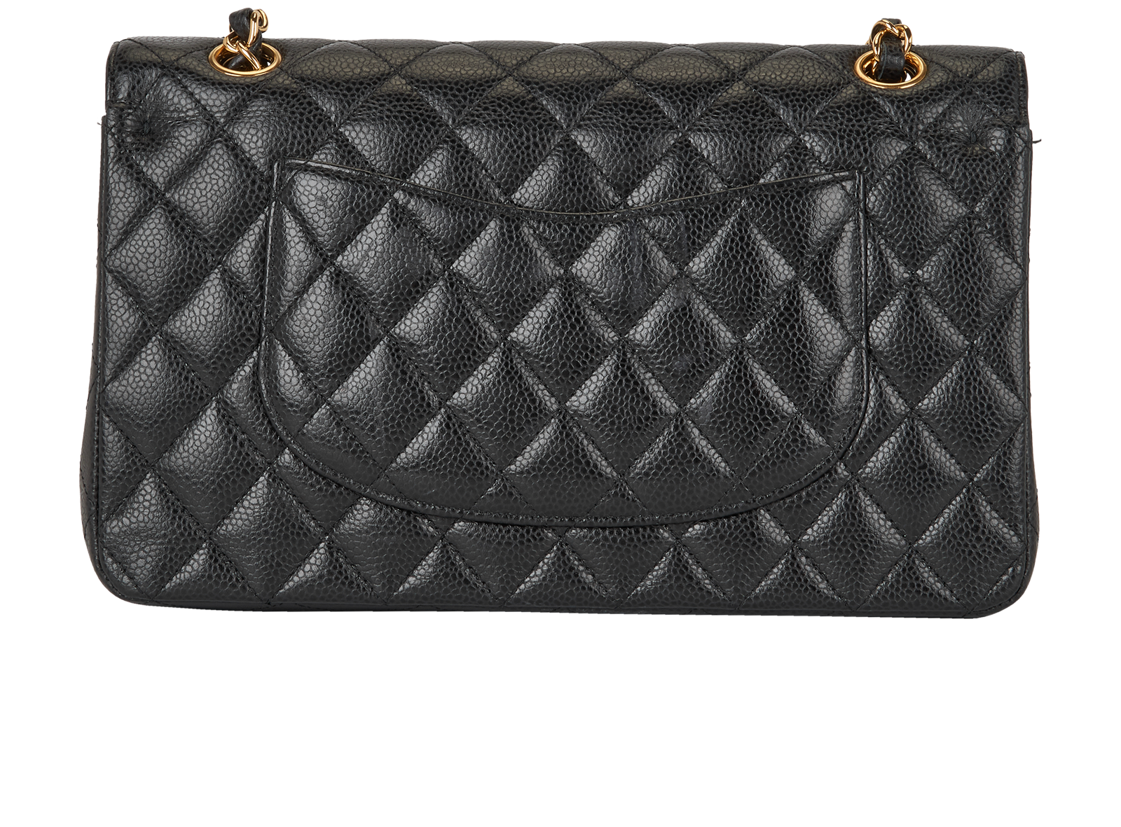 Medium Double Classic Flap, &pound;5,100, Handbags, Black, Caviar Leather, Back view